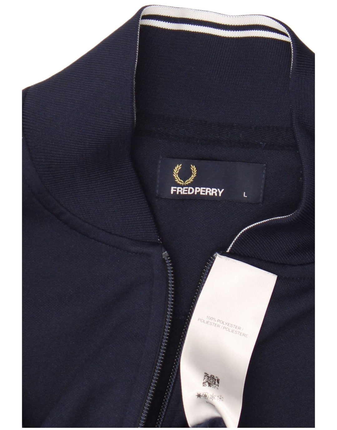 Fred Perry Mens Tracksuit Top Jacket Large Navy Blue Polyester
