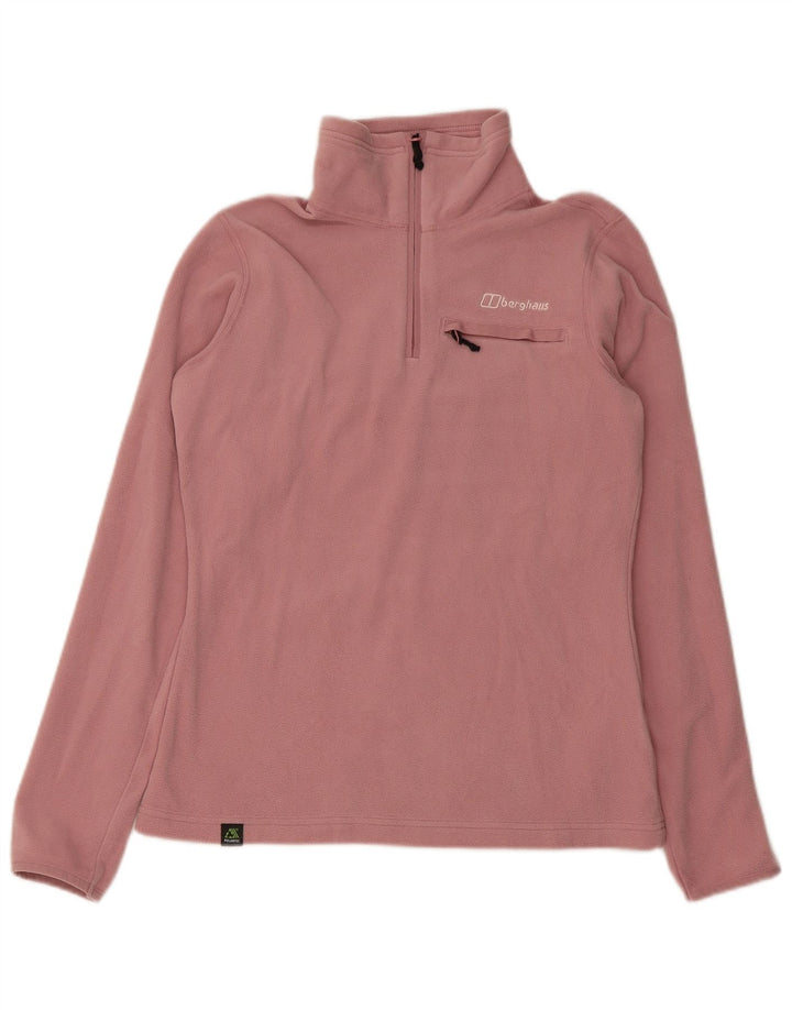 Berghaus Womens Zip Neck Fleece Jumper UK 10 Small Pink Polyester