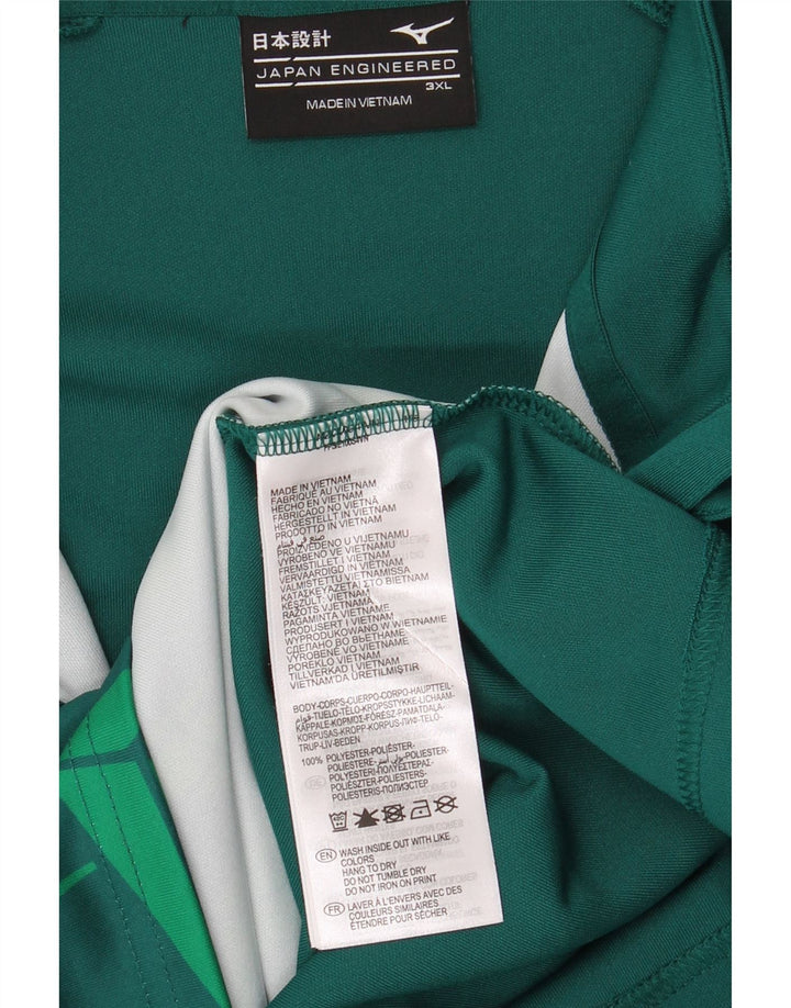 Mizuno Mens Zip Neck Graphic Top Long Sleeve 3XL Green Geometric Polyester
