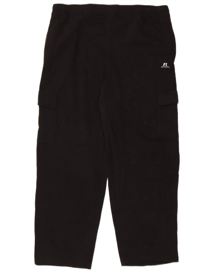 RUSSELL ATHLETIC Mens Cargo Tracksuit Trousers 2XL  Black Polyester