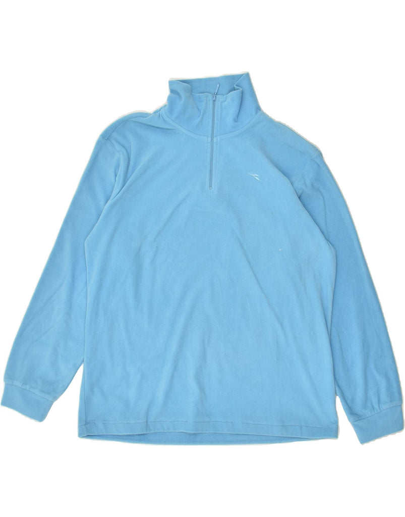 DIADORA Womens Zip Neck Fleece Jumper UK 20 2XL Blue Polyester | Vintage Diadora | Thrift | Second-Hand Diadora | Used Clothing | Messina Hembry 