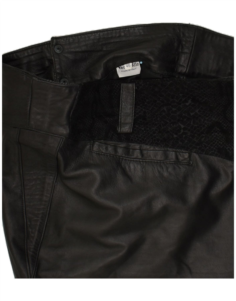 VINTAGE Womens Leather Skirt IT 46 Large W32  Black Leather | Vintage Vintage | Thrift | Second-Hand Vintage | Used Clothing | Messina Hembry 