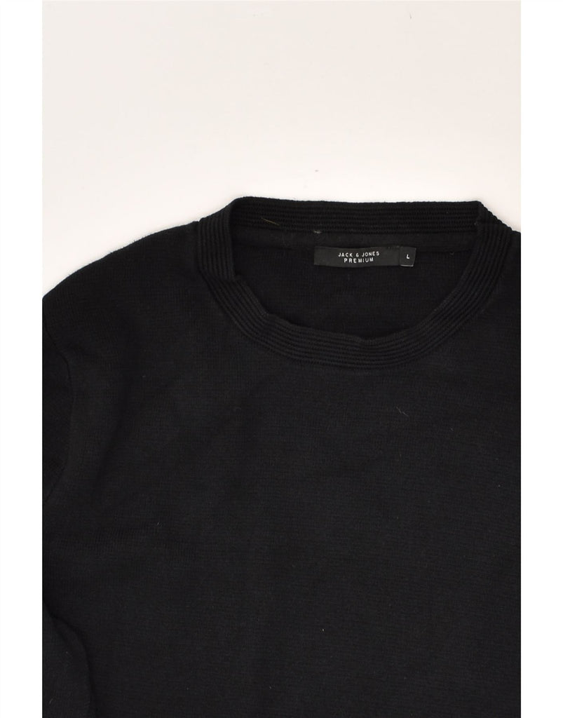 JACK & JONES Mens Premium Crew Neck Jumper Sweater Large Black Cotton | Vintage Jack & Jones | Thrift | Second-Hand Jack & Jones | Used Clothing | Messina Hembry 