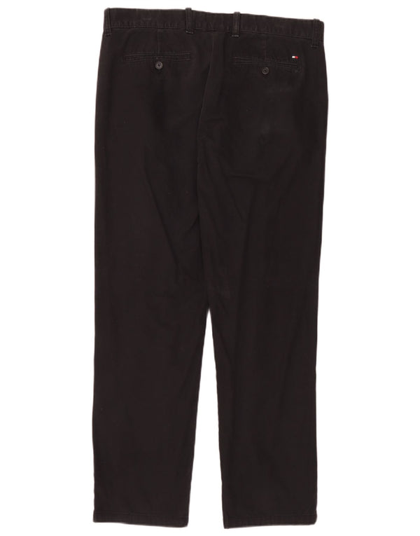 Tommy Hilfiger Mens Straight Chino Trousers W34 L30 Black Cotton