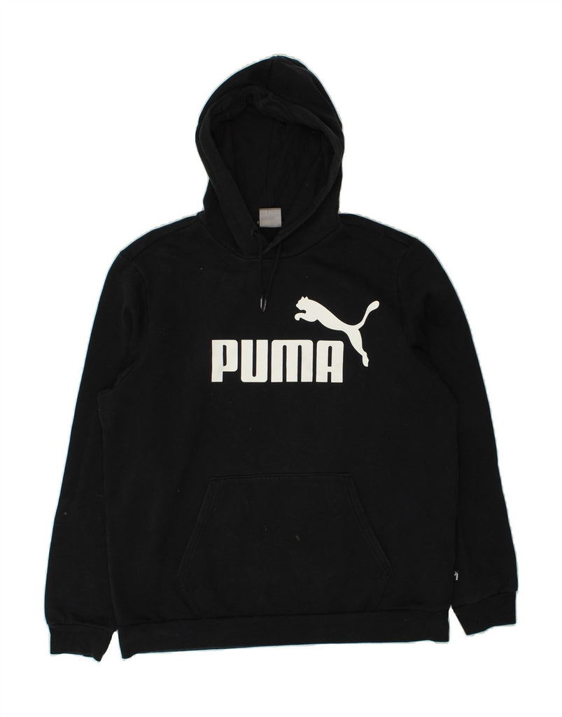 PUMA Mens Graphic Hoodie Jumper XL Black Cotton | Vintage Puma | Thrift | Second-Hand Puma | Used Clothing | Messina Hembry 