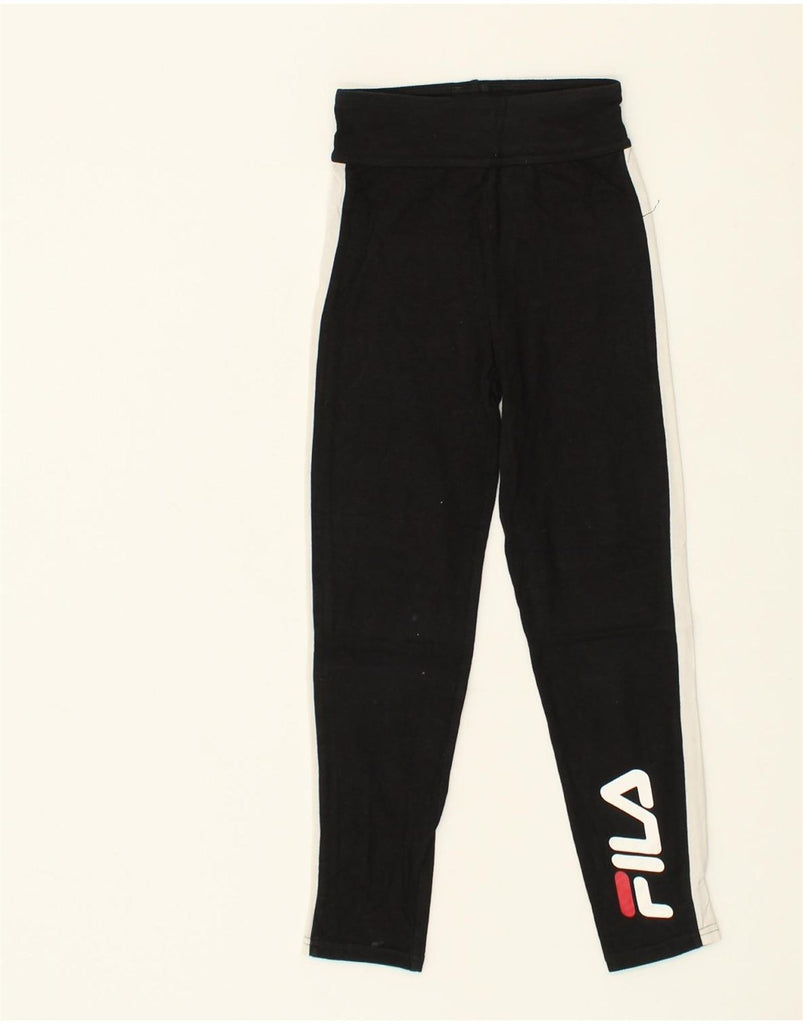 FILA Girls Graphic Leggings 7-8 Years Medium Black Cotton | Vintage Fila | Thrift | Second-Hand Fila | Used Clothing | Messina Hembry 