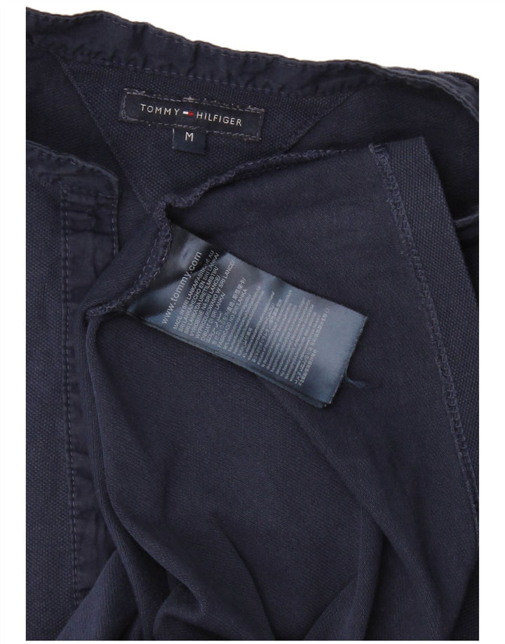 TOMMY HILFIGER Womens Polo Shirt UK 12 Medium Navy Blue Cotton