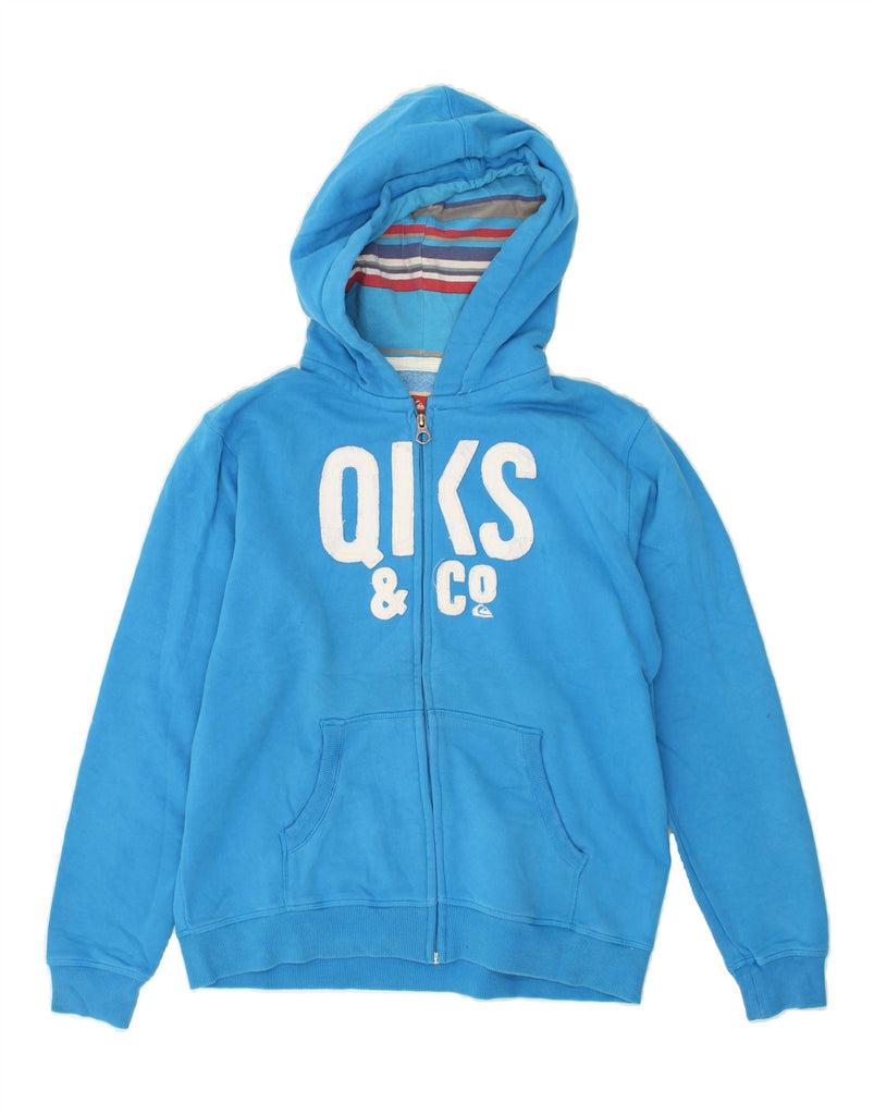 QUIKSILVER Boys Graphic Hoodie Jumper 15-16 Years Blue Cotton | Vintage Quiksilver | Thrift | Second-Hand Quiksilver | Used Clothing | Messina Hembry 