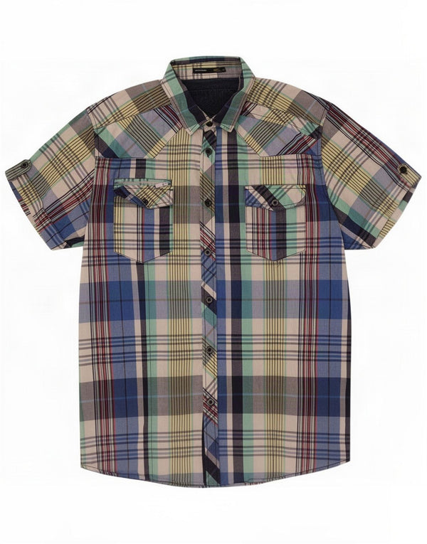 Jack & Jones Mens Short Sleeve Shirt XL Multicoloured Plaid Cotton