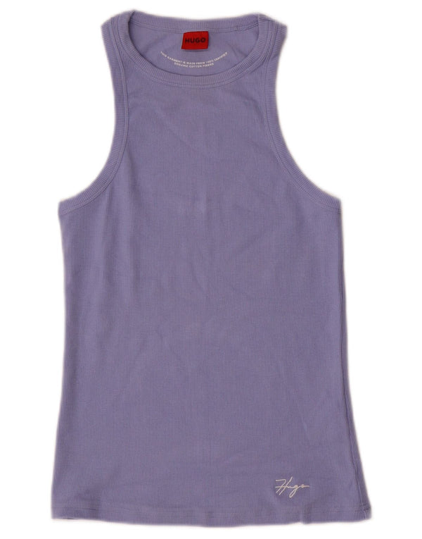 Hugo Boss Womens Vest Top UK 14 Large Purple Cotton