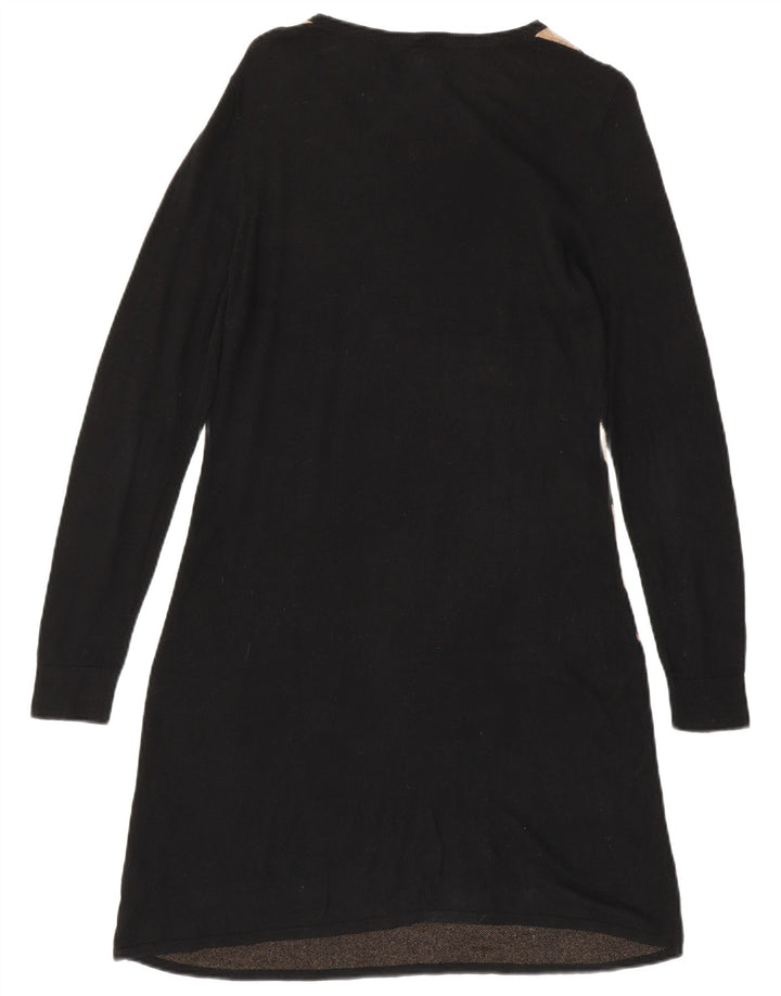 Mossimo Womens Long Sleeve Jumper Dress UK 14 Large Black Geometric Cotton