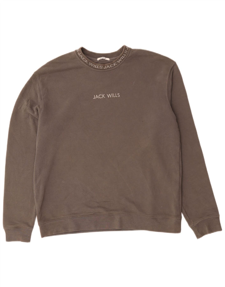 Jack Wills Mens Graphic Relaxed Fit Sweatshirt Jumper Medium Grey Cotton