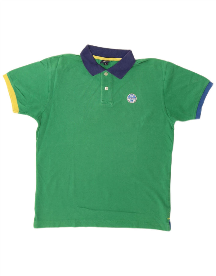 North Sails Mens Rugby Polo Shirt Large Green Cotton