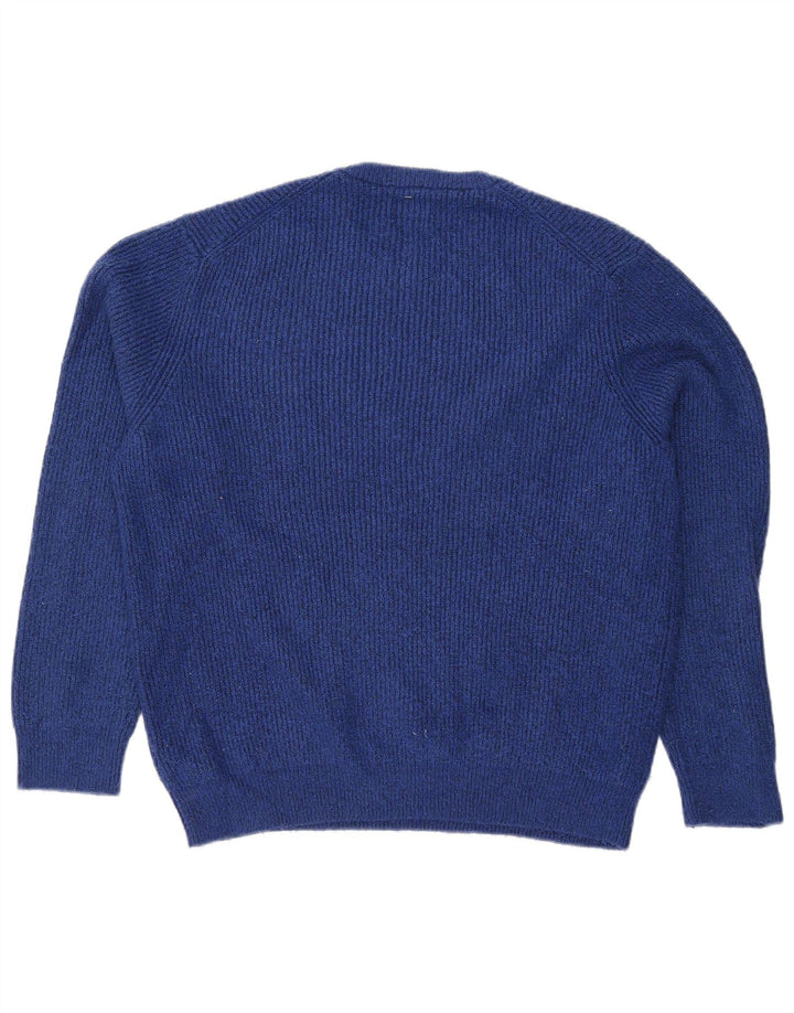 Marks & Spencer Womens Oversized Crew Neck Jumper Sweater UK 18 XL Blue