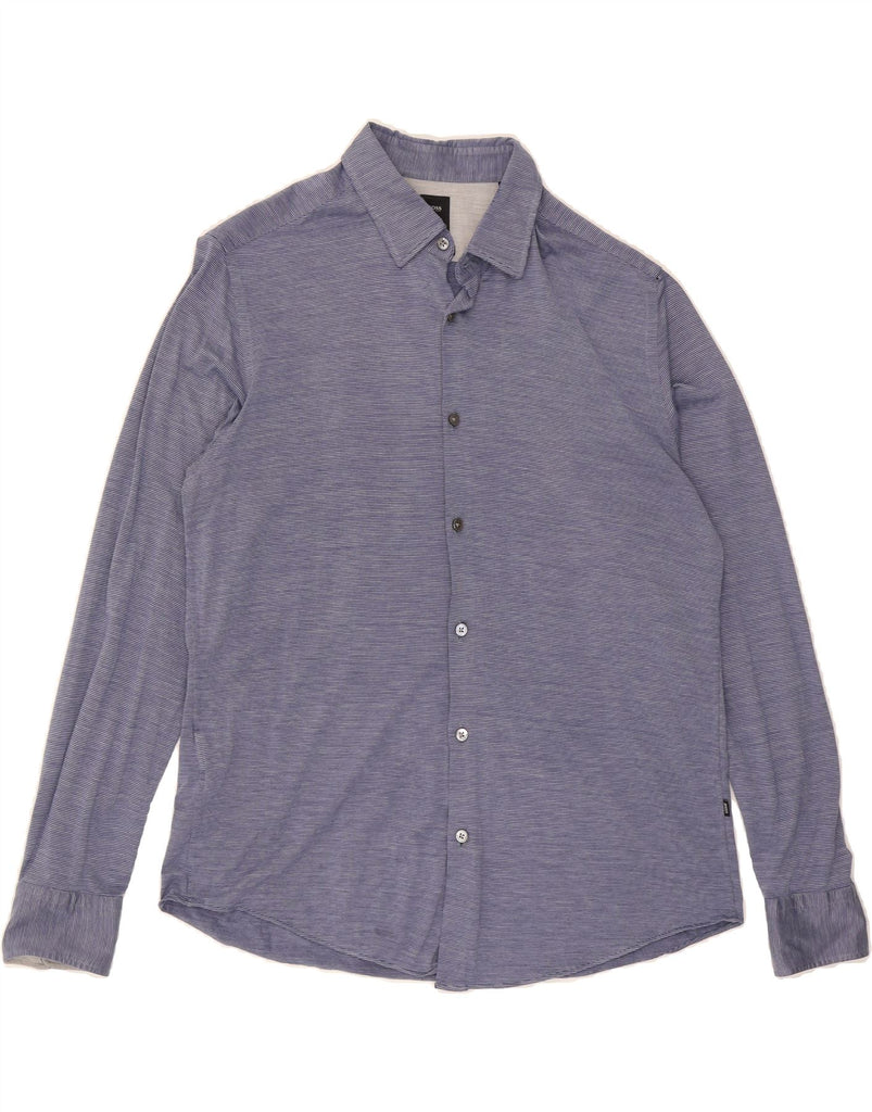 HUGO BOSS Mens Tailored Regular Fit Shirt Large Blue Pinstripe Cotton Vintage Hugo Boss and Second-Hand Hugo Boss from Messina Hembry 