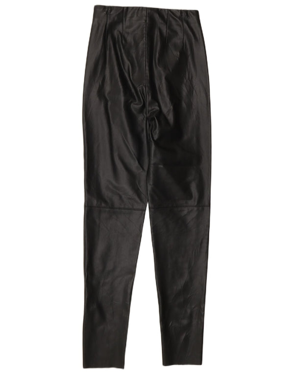 Zara Womens Skinny Faux Leather Trousers XS W24 L27 Black