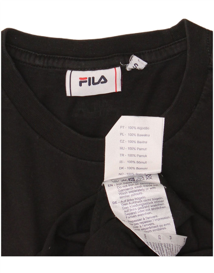 Fila Mens Graphic T-Shirt Top Small Black Cotton