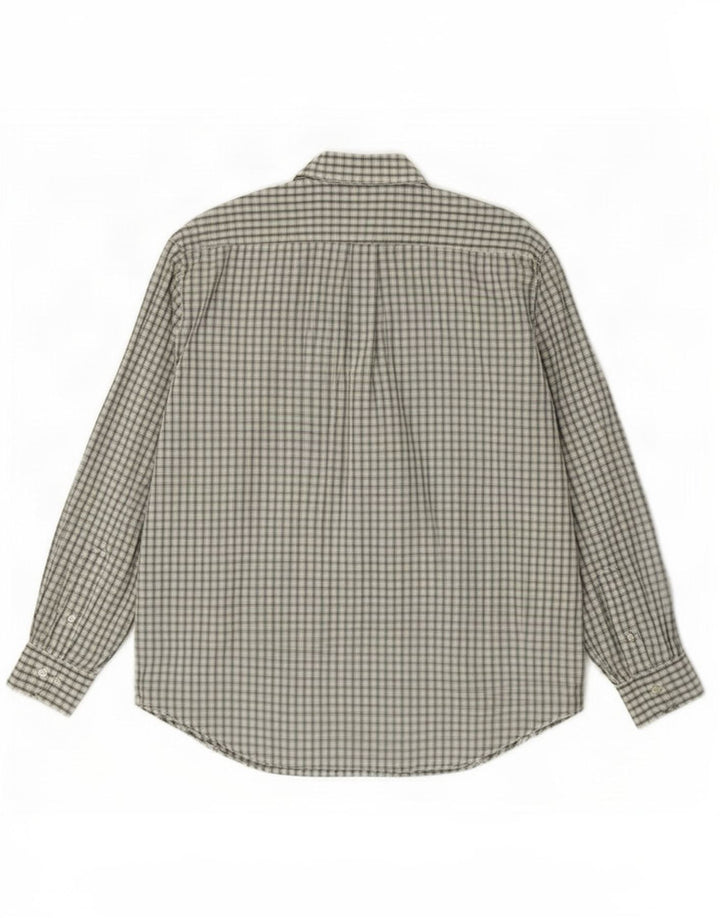Benetton Mens Shirt Medium Green Check Cotton