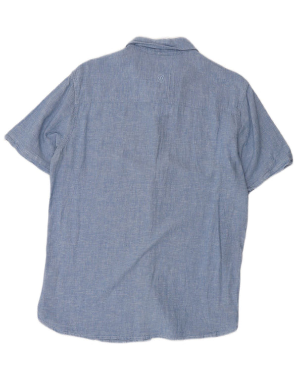 Fat Face Mens Short Sleeve Shirt Small Blue Linen