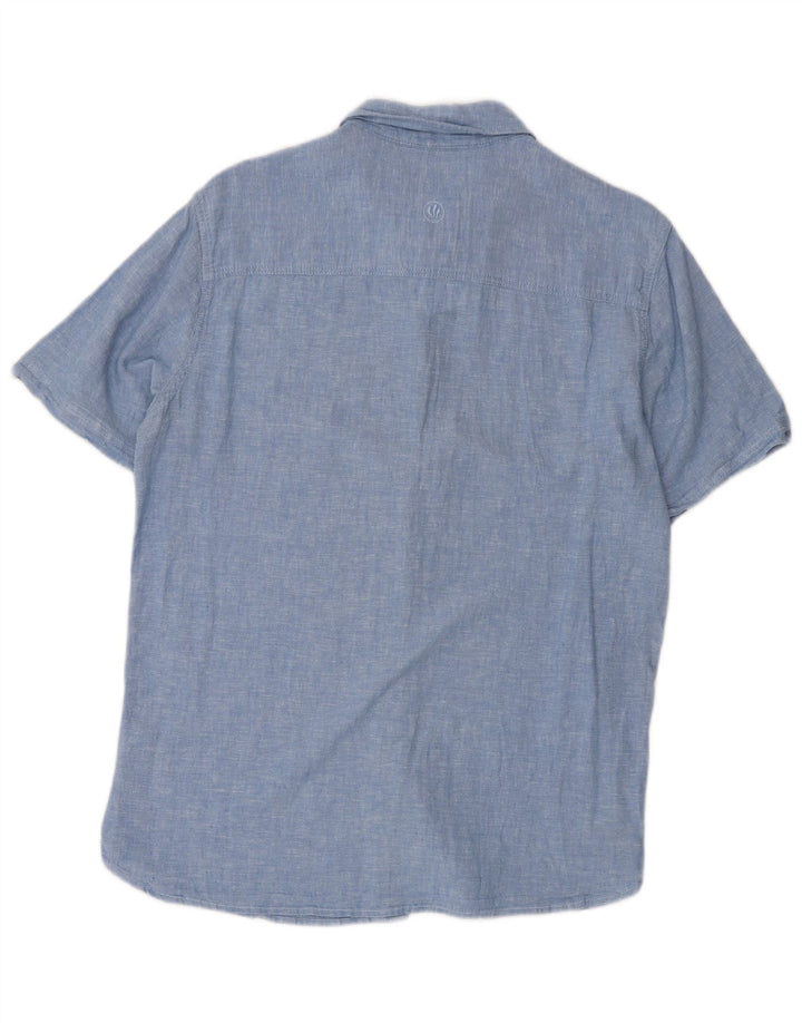 Fat Face Mens Short Sleeve Shirt Small Blue Linen