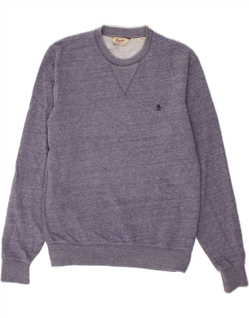 PENGUIN Mens Sweatshirt Jumper Medium Blue Cotton Vintage Penguin and Second-Hand Penguin from Messina Hembry 