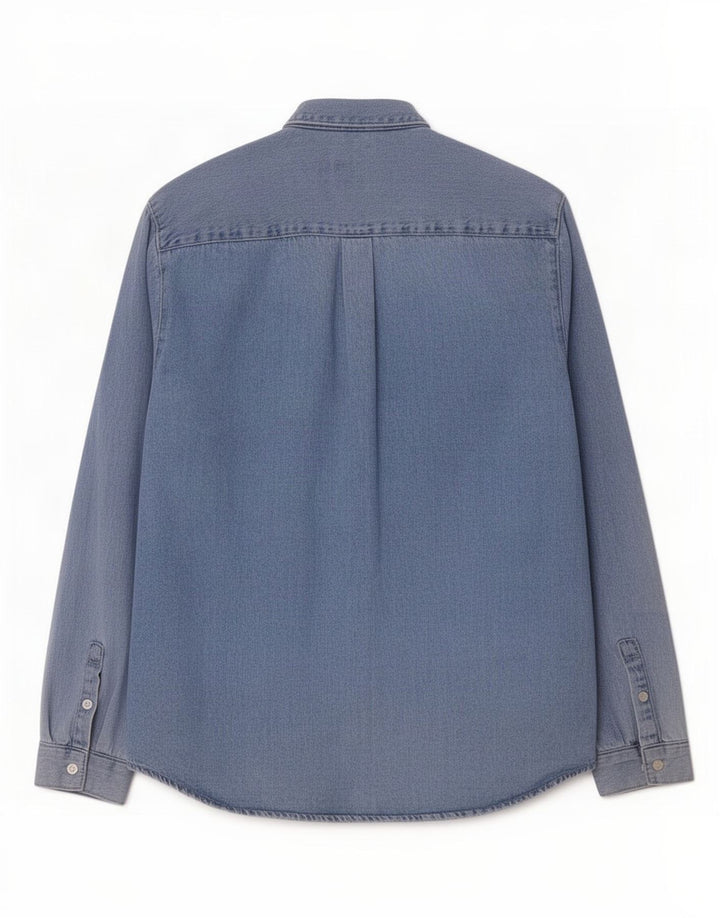 Zara Mens Denim Shirt Large Blue Cotton