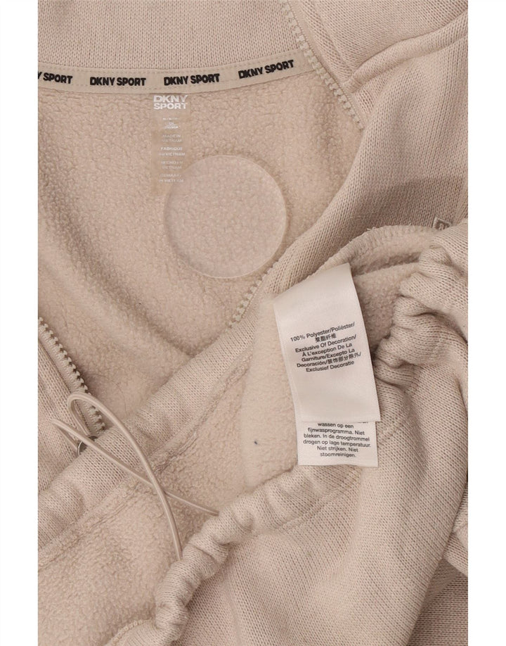 Dkny Womens Oversized Crop Zip Neck Sweatshirt Jumper UK 14 Medium White