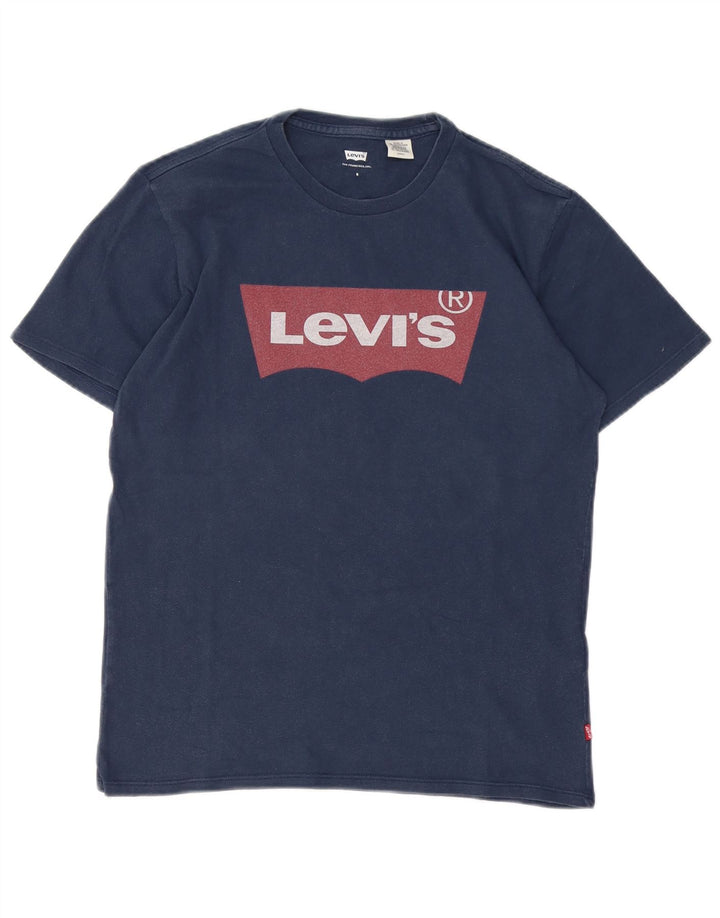 Levi's Mens Graphic T-Shirt Top Small Navy Blue Cotton