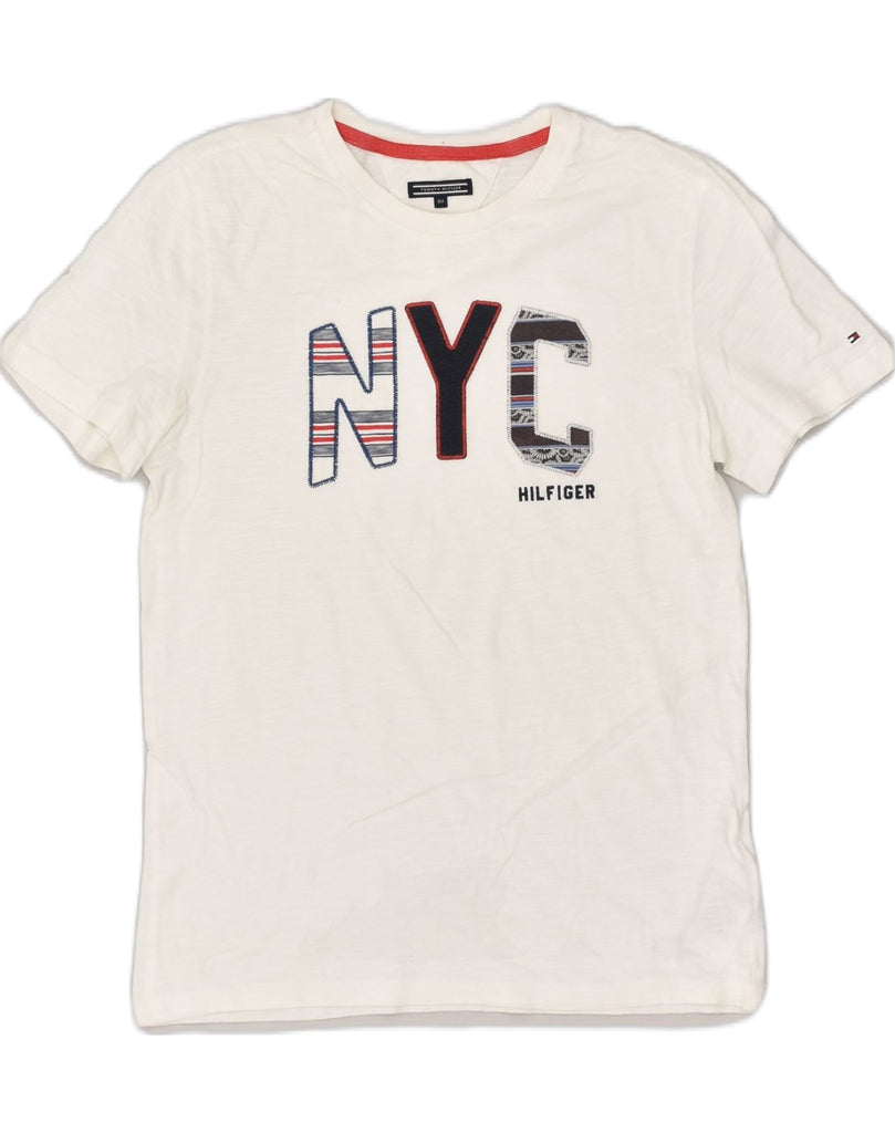 TOMMY HILFIGER Boys Graphic T-Shirt Top 13-14 Years White Cotton | Vintage Tommy Hilfiger | Thrift | Second-Hand Tommy Hilfiger | Used Clothing | Messina Hembry 