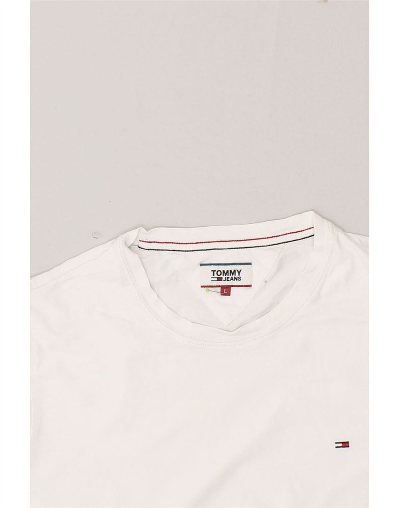 TOMMY HILFIGER Mens T-Shirt Top Large White Cotton Vintage Tommy Hilfiger and Second-Hand Tommy Hilfiger from Messina Hembry 