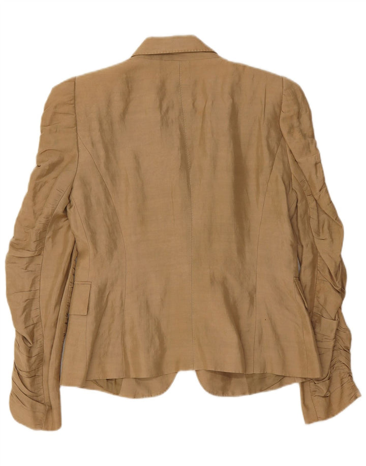 Zara Womens 1 Button Blazer Jacket UK 12 Medium Beige