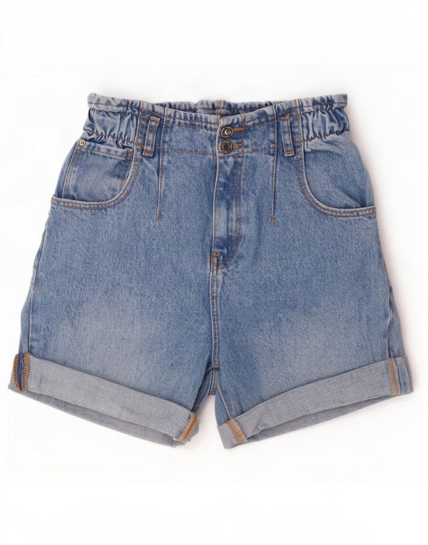 Zara Girls High Waist Denim Shorts 13-14 Years W25 Blue Cotton