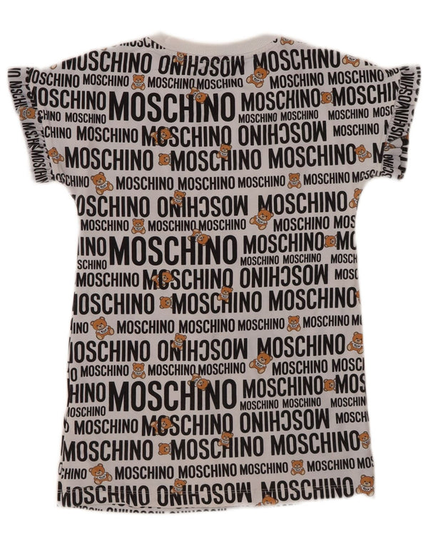 MOSCHINO Girls Graphic T-Shirt Top 7-8 Years Grey Cotton