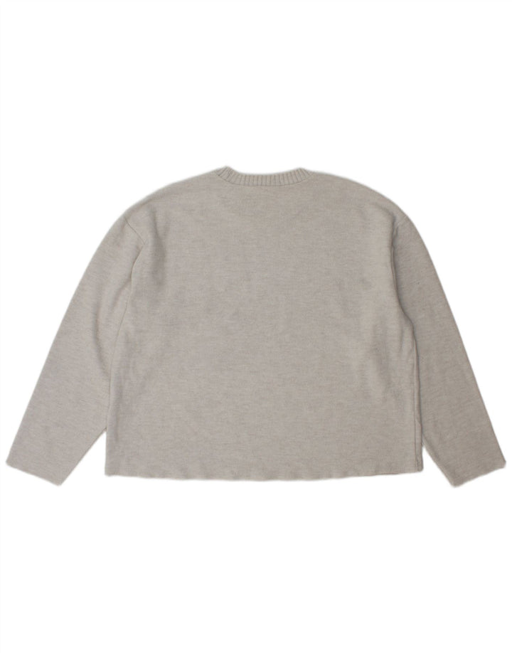 Zara Womens Crew Neck Jumper Sweater UK 16 Large Grey Polyester