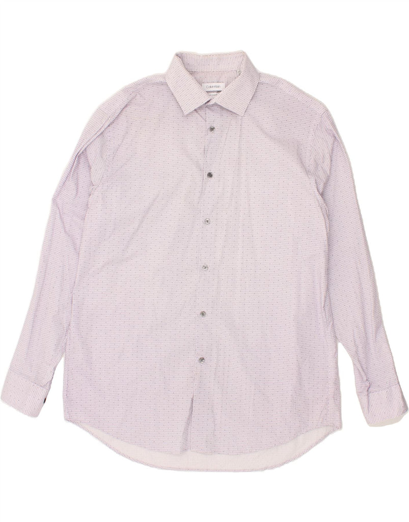 CALVIN KLEIN Mens Regular Fit Shirt Size 17 XL Pink Spotted Cotton | Vintage Calvin Klein | Thrift | Second-Hand Calvin Klein | Used Clothing | Messina Hembry 