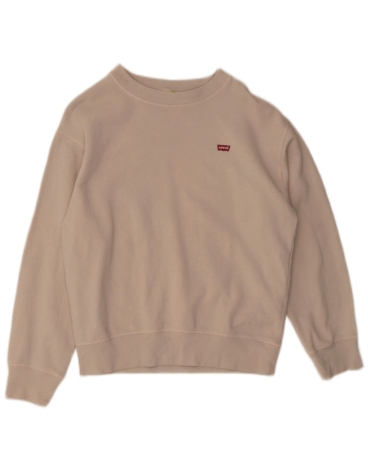 Levi's Womens Oversized Sweatshirt Jumper UK 10 Small Beige Cotton