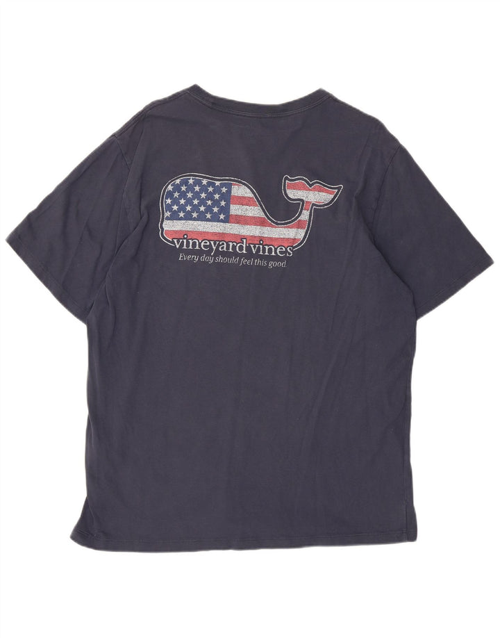 Vineyard Vines Mens USA Graphic T-Shirt Top Medium Navy Blue Cotton