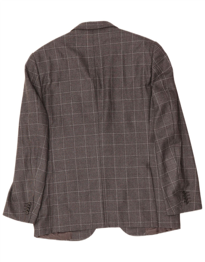 CORNELIANI Mens 2 Button Blazer Jacket IT 50 Large Grey Check Virgin Wool
