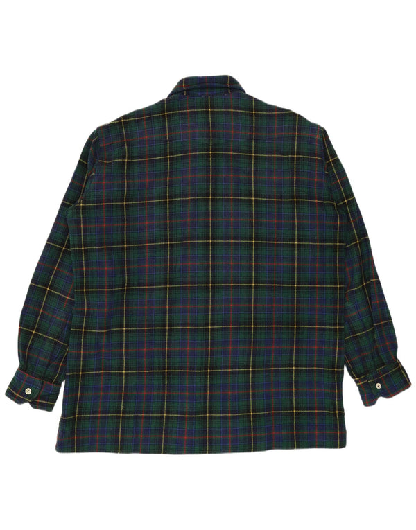 Vintage Mens Flannel Shirt Large Green Check