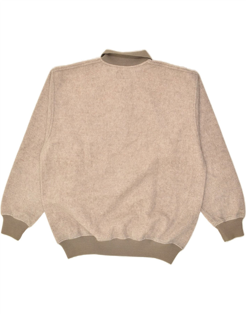 MALAGRIDA Mens Polo Neck Fleece Jumper XL Beige | Vintage Malagrida | Thrift | Second-Hand Malagrida | Used Clothing | Messina Hembry 