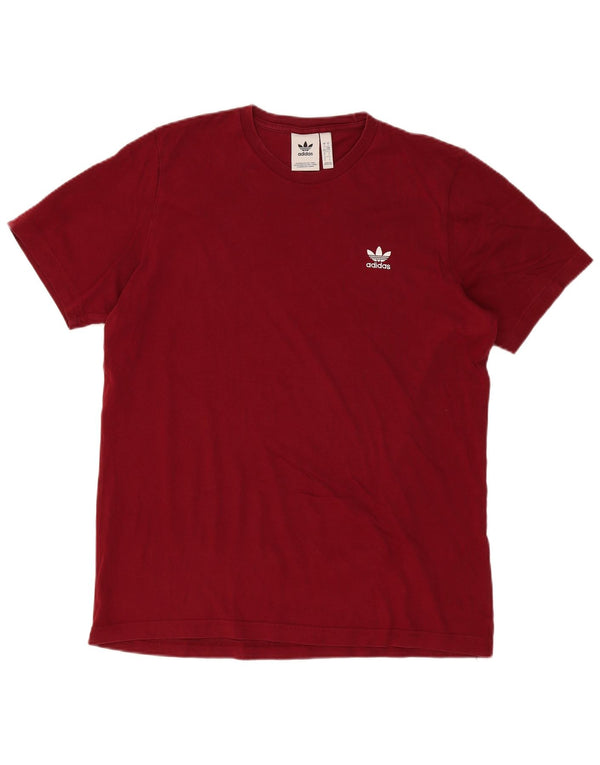 Adidas Mens T-Shirt Top Large Burgundy Cotton