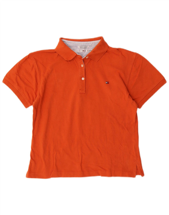 Tommy Hilfiger Womens Polo Shirt UK 12 Medium Orange Cotton