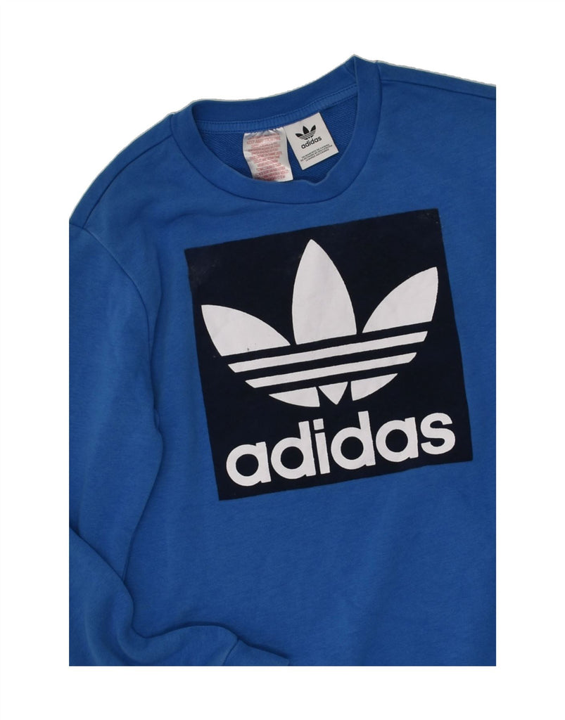 ADIDAS Boys Graphic Sweatshirt Jumper 8-9 Years Blue Cotton | Vintage Adidas | Thrift | Second-Hand Adidas | Used Clothing | Messina Hembry 