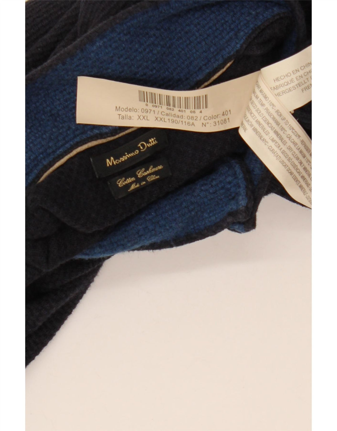 MASSIMO DUTTI Mens Zip Neck Jumper Sweater 2XL Navy Blue Cotton