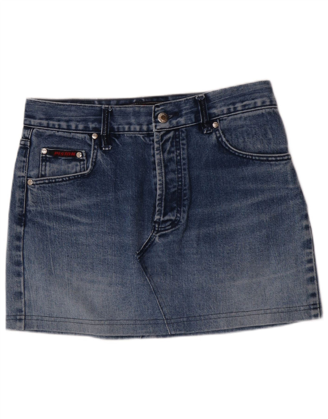 Vintage Womens Mini Denim Skirt W33 Large Blue Cotton