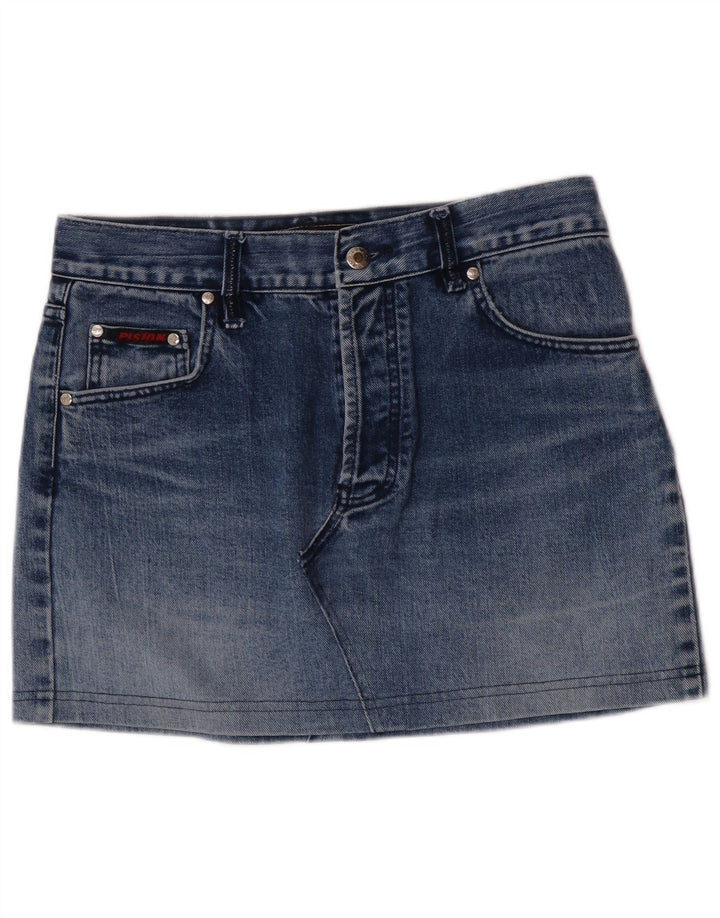 Vintage Womens Mini Denim Skirt W33 Large Blue Cotton