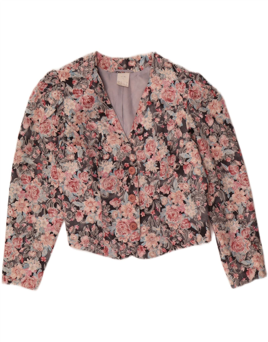 Vintage Womens Crop Blazer Jacket UK 12 Medium Multicoloured Floral