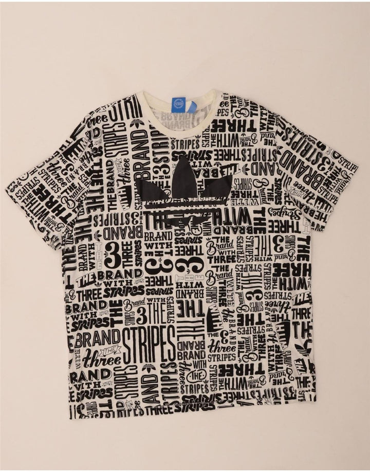 ADIDAS Mens Graphic T-Shirt Top XL White Cotton