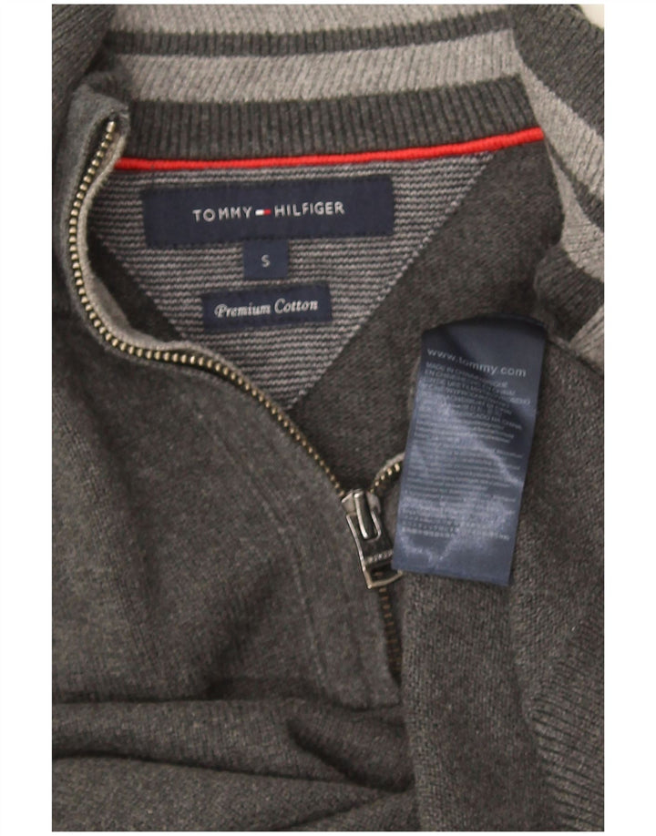 Tommy Hilfiger Mens Zip Neck Jumper Sweater Small Grey Cotton