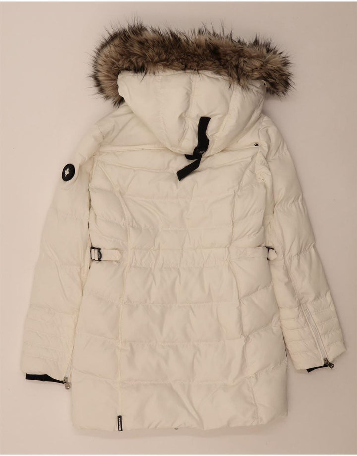 KHUJO Mens Regular Hooded Padded Jacket Small White Polyester